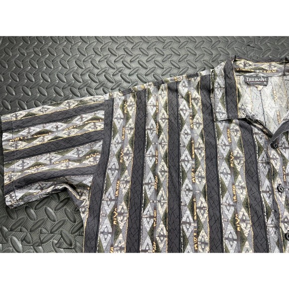 Triumph Motorcycles Shirt Adult Extra Large Gray Stripe Outdoor Casual Men's - Picture 2 of 14